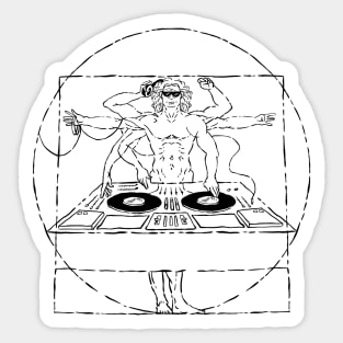 Funny Vitruvian Man DJ Disc Jockey Sticker